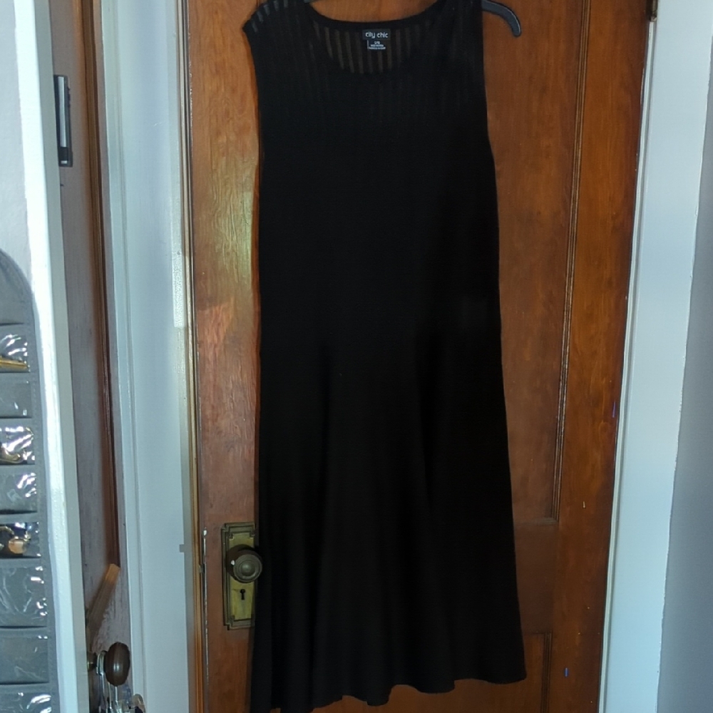 City Chic Black Sheath Midi Dress Scoop Neck